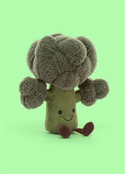 <ul><li>It&rsquo;s time to broc &lsquo;n&rsquo; roll! </li><li>Bursting with green, leafy goodness, the Jellycat Amuseable Broccoli totally rocks the vegetable patch! </li><li>With a stout, suedey stalk, fluffy green florettes and signature cord boots, this gorgeous cuddly toy will encourage someone to eat their greens with a big broccoli hug. <br /><br />Dimensions: 23cm high, 22cm wide </li></ul>